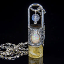 Load image into Gallery viewer, Spring Mini Rollerball Necklace Series - Moonstone and Opal on Flower of Life Pattern