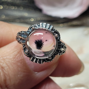 0769 紫晶藍絨花S925純銀戒指（不限指圍）