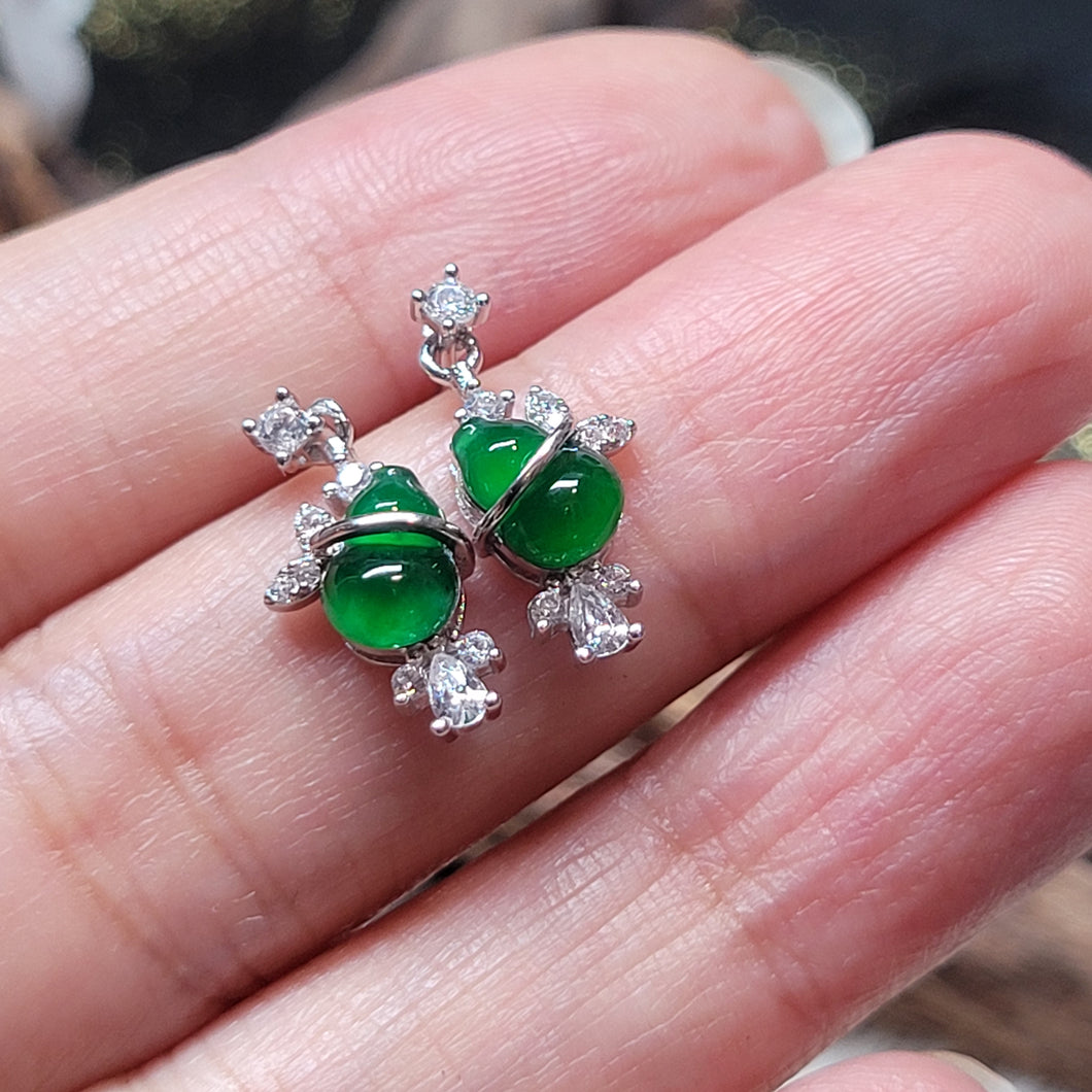 0377 A貨翡翠葫蘆925銀耳飾