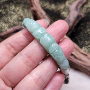 1197 綠翡花花雕刻925銀手鏈