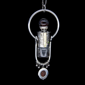 Fountain Gem Rollerball Necklace Series - Phantom and Tourmaline on Floral Pattern
