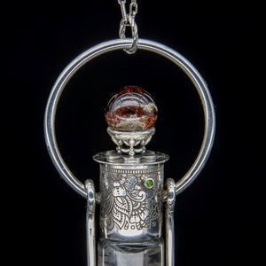 Fountain Gem Rollerball Necklace Series - Phantom and Tourmaline on Floral Pattern