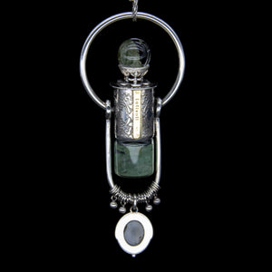 Fountain Gem Rollerball Necklace Series - Phantom and Labradorite on Floral Pattern