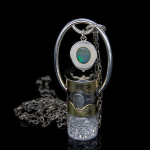 Fountain Gem Rollerball Necklace Series - Opal with Yellow Sapphire on Boho Pattern