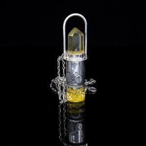 Lagoon Sunlight Rollerball Necklace Series - Citrine on Rain Forest Pattern