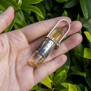Lagoon Sunlight Rollerball Necklace Series - Citrine on Rain Forest Pattern