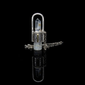 Fountain Moonlight Rollerball Necklace Series - Rutilated Quartz and Moonstone on Retro Pattern